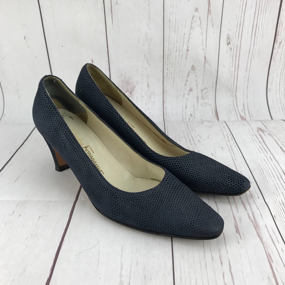 Salvatore Ferragamo Blue Heels Size 7.5